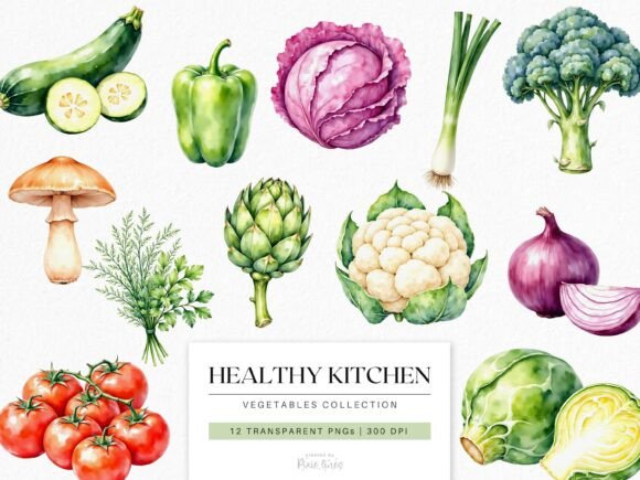 Download Watercolor Vegetables Healthy Kitchen - Health Collection