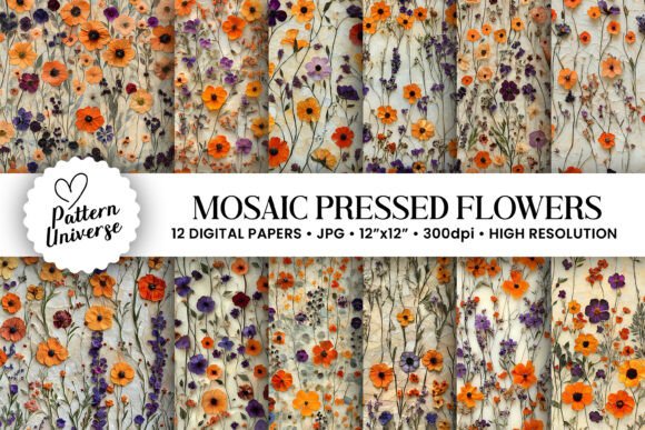 Download Mosaic Pressed Flowers Patterns - Mosaic Collection
