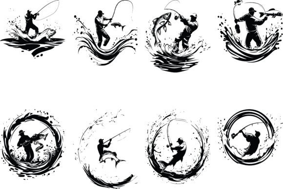 Download Vintage American Fishing Emblems - Vintage Collection