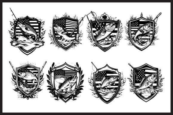 Download Vintage American Fishing Emblems - Vintage Collection
