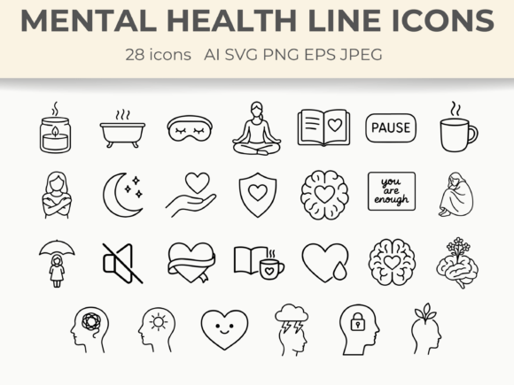 Download Mental Health Line Icons Minimal Vector - Health Collection