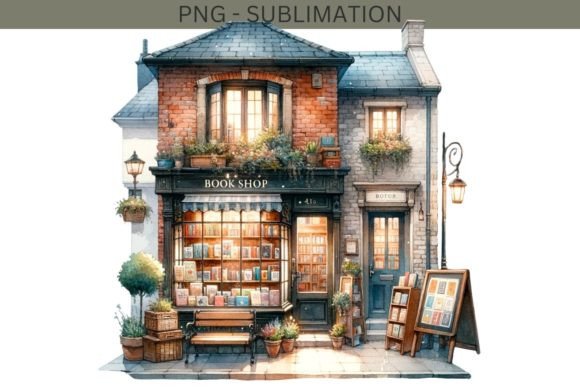 Download Vintage Bookstore Scene, Miniature Shop - Store Collection
