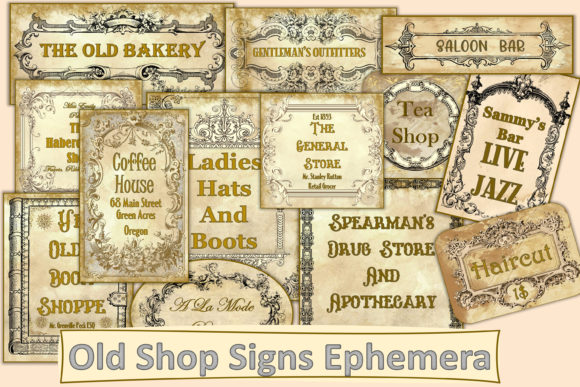 Download Vintage Shop Signs Ephemera. - Vintage Collection
