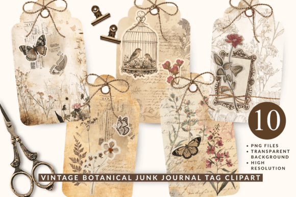 Download Vintage Collage Junk Journal Tag Clipart - Vintage Collection