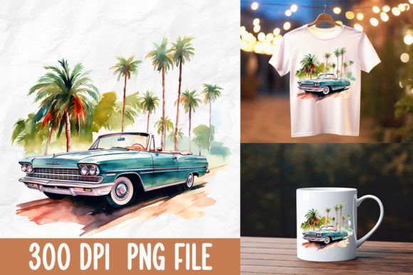 Download Retro 80s Vintage Car Beach Palm Tree - Vintage Collection